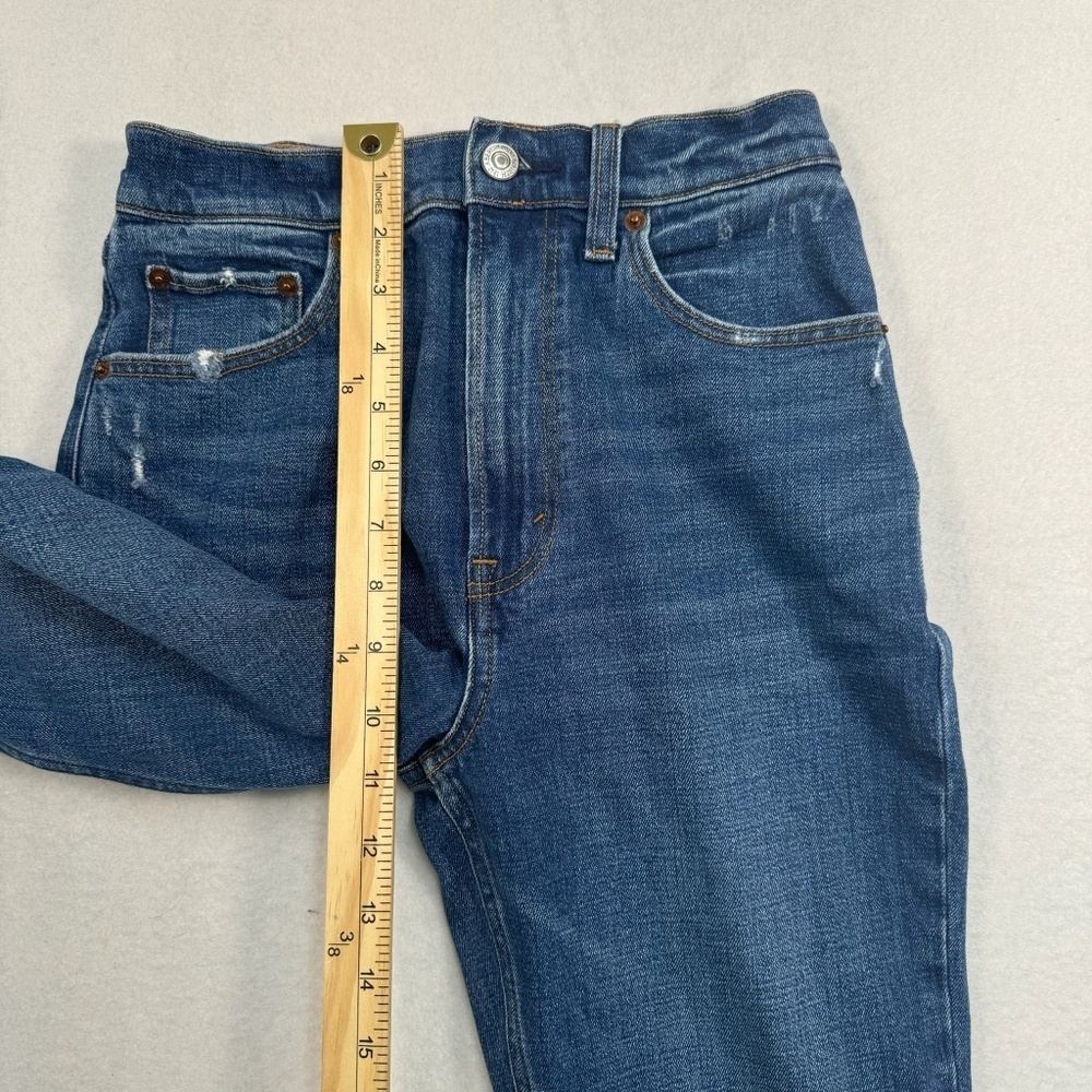 Abercrombie & Fitch Ankle Straight Jeans Womens Size 25/0 Medium Blue High Rise - Picture 10 of 12
